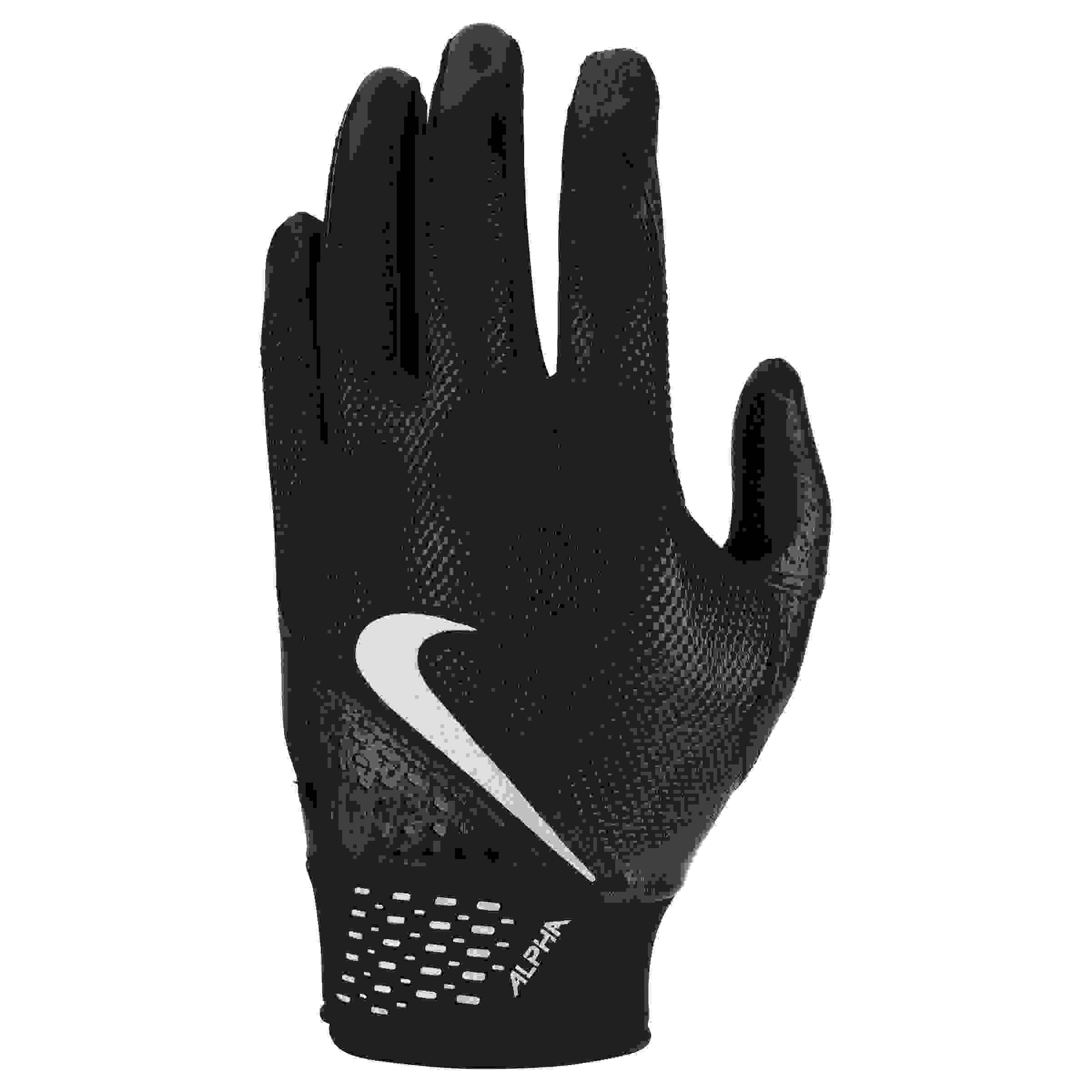 Nike Alpha Youth Baseball Black/Silver Batting Gloves